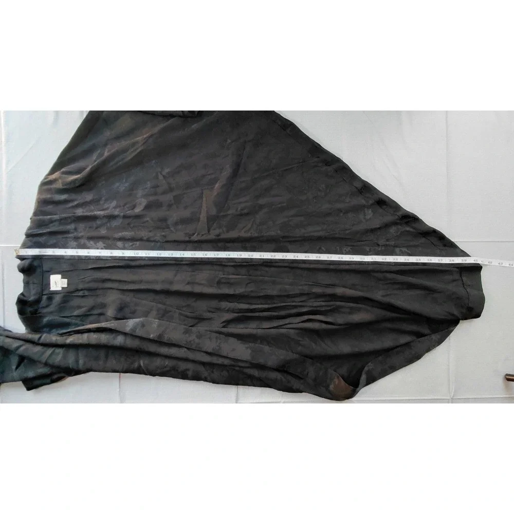 A New‎ Day Floral Embossed Open Front Kimono OSFM Black Lightweight